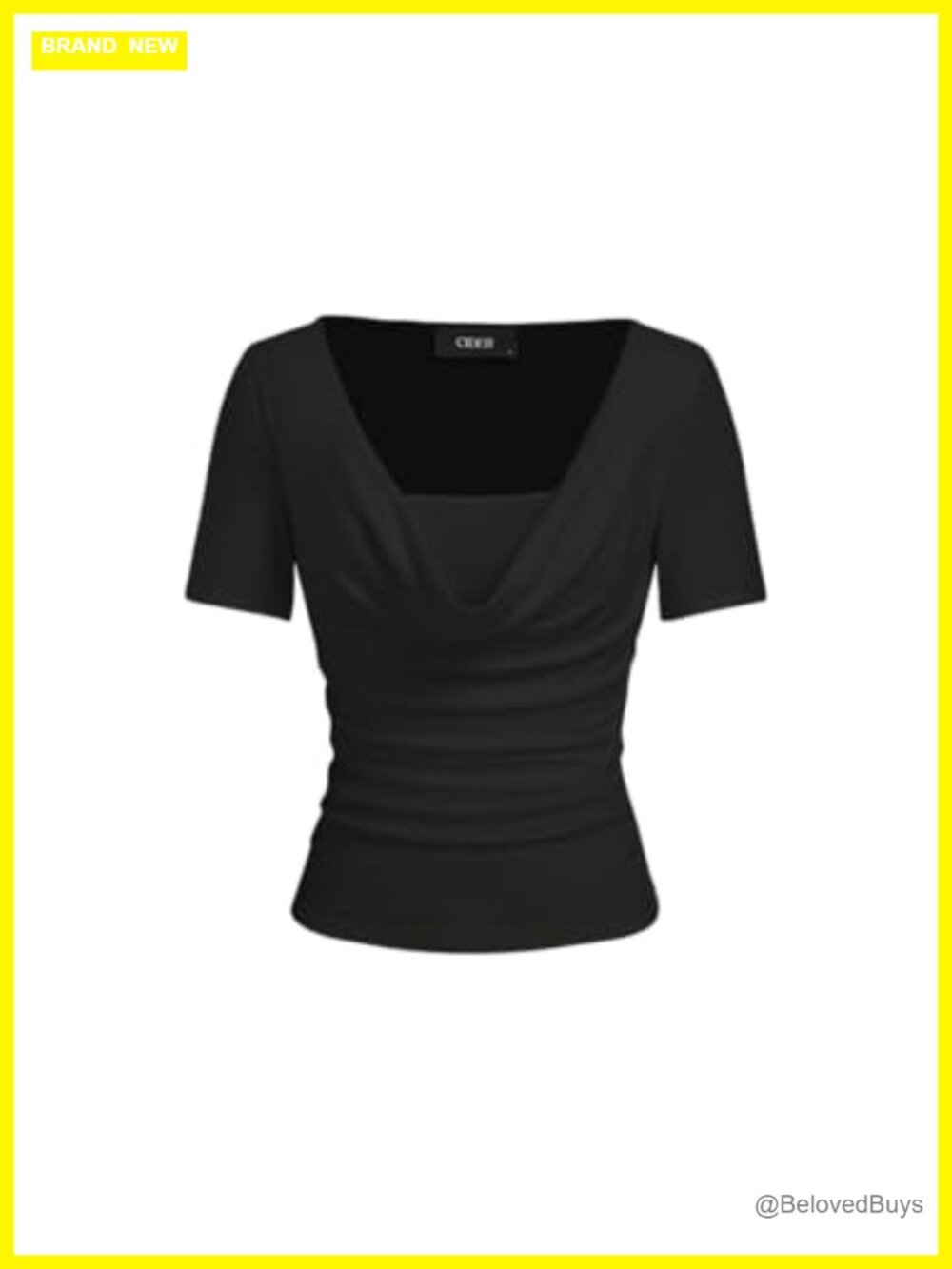 Cowl Neck Ruched Crop Top Short Sleeve Fitted Casual Summer Top